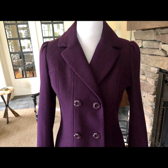 Guess Double Breasted Purple Coat - Picture 2 of 8